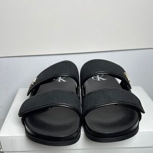 Calvin Klein Black Double Strap Slides